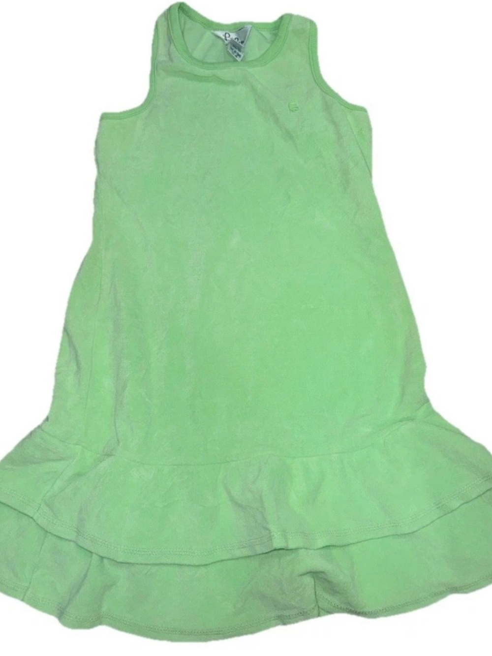 Vintage Lilly Pulitzer Terry Cloth Tunic Cover Up Beach Dress Green Ruffled 10